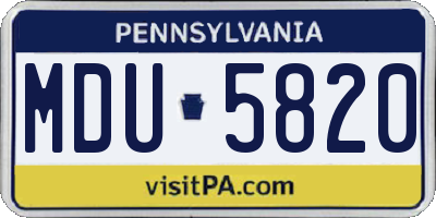PA license plate MDU5820