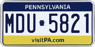 PA license plate MDU5821