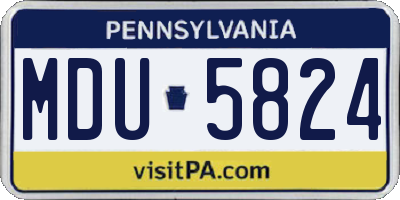 PA license plate MDU5824