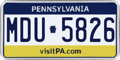 PA license plate MDU5826