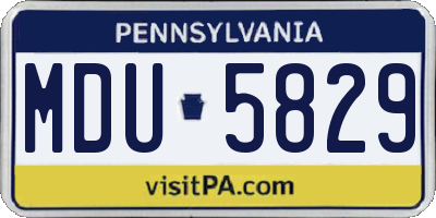 PA license plate MDU5829