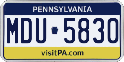 PA license plate MDU5830