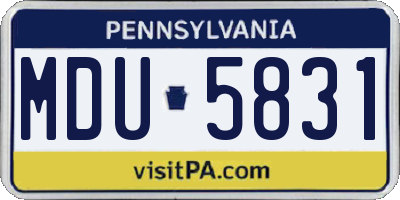 PA license plate MDU5831