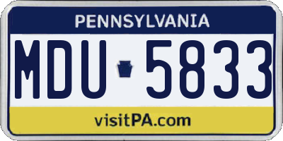 PA license plate MDU5833