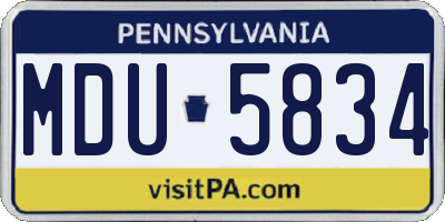 PA license plate MDU5834