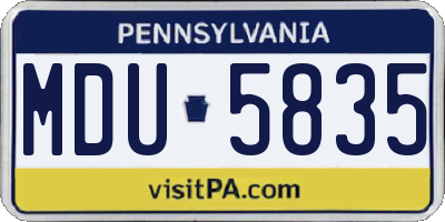 PA license plate MDU5835