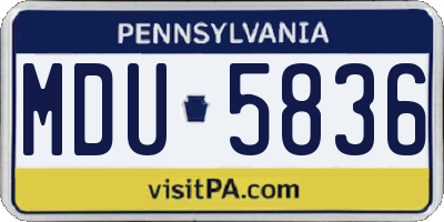 PA license plate MDU5836