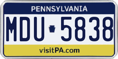 PA license plate MDU5838