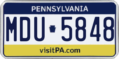 PA license plate MDU5848