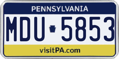 PA license plate MDU5853