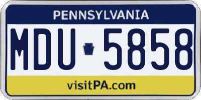 PA license plate MDU5858