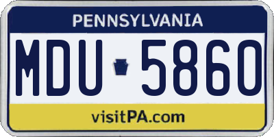 PA license plate MDU5860