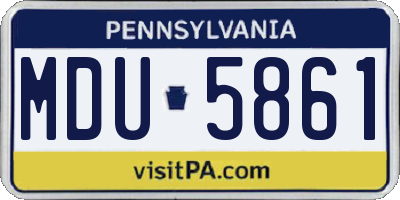 PA license plate MDU5861