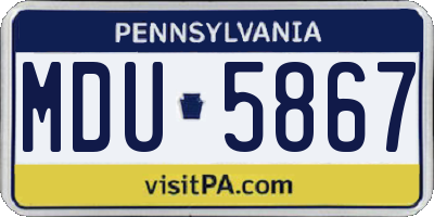 PA license plate MDU5867