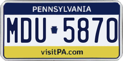 PA license plate MDU5870