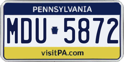 PA license plate MDU5872