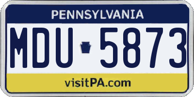 PA license plate MDU5873