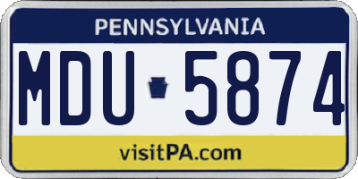PA license plate MDU5874