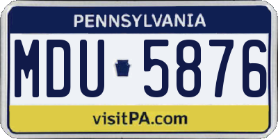 PA license plate MDU5876
