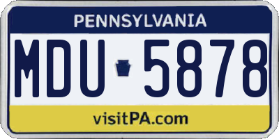 PA license plate MDU5878