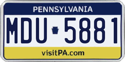 PA license plate MDU5881