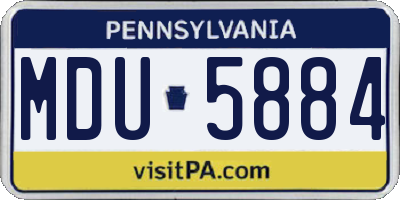 PA license plate MDU5884