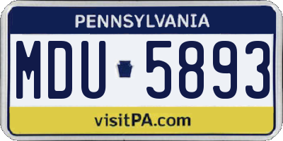 PA license plate MDU5893