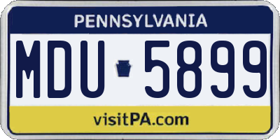 PA license plate MDU5899