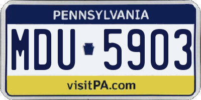 PA license plate MDU5903