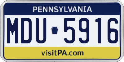 PA license plate MDU5916