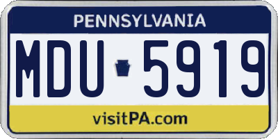 PA license plate MDU5919