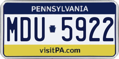 PA license plate MDU5922