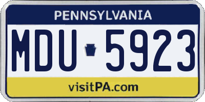 PA license plate MDU5923