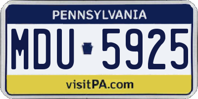 PA license plate MDU5925
