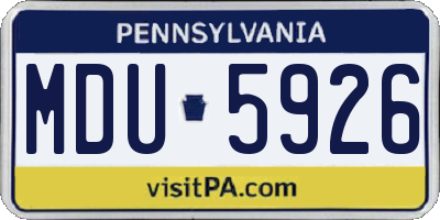 PA license plate MDU5926