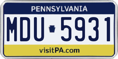 PA license plate MDU5931