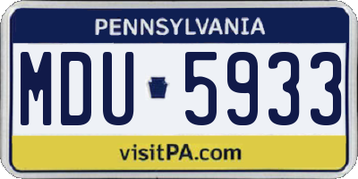 PA license plate MDU5933