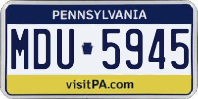 PA license plate MDU5945