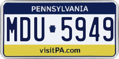 PA license plate MDU5949