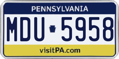 PA license plate MDU5958