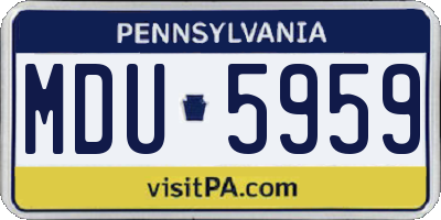 PA license plate MDU5959