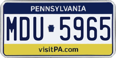 PA license plate MDU5965