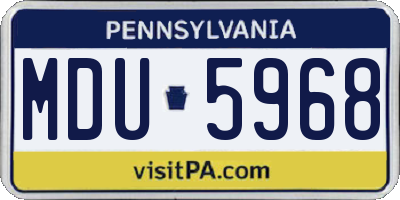 PA license plate MDU5968