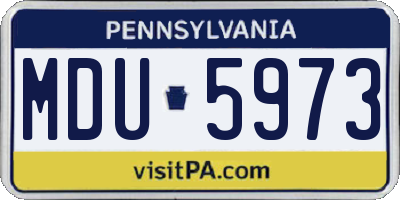PA license plate MDU5973