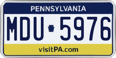 PA license plate MDU5976