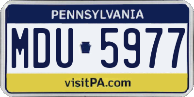 PA license plate MDU5977