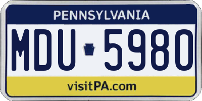 PA license plate MDU5980