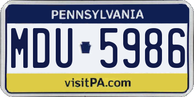 PA license plate MDU5986