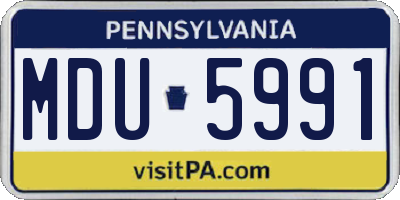 PA license plate MDU5991
