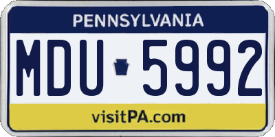 PA license plate MDU5992